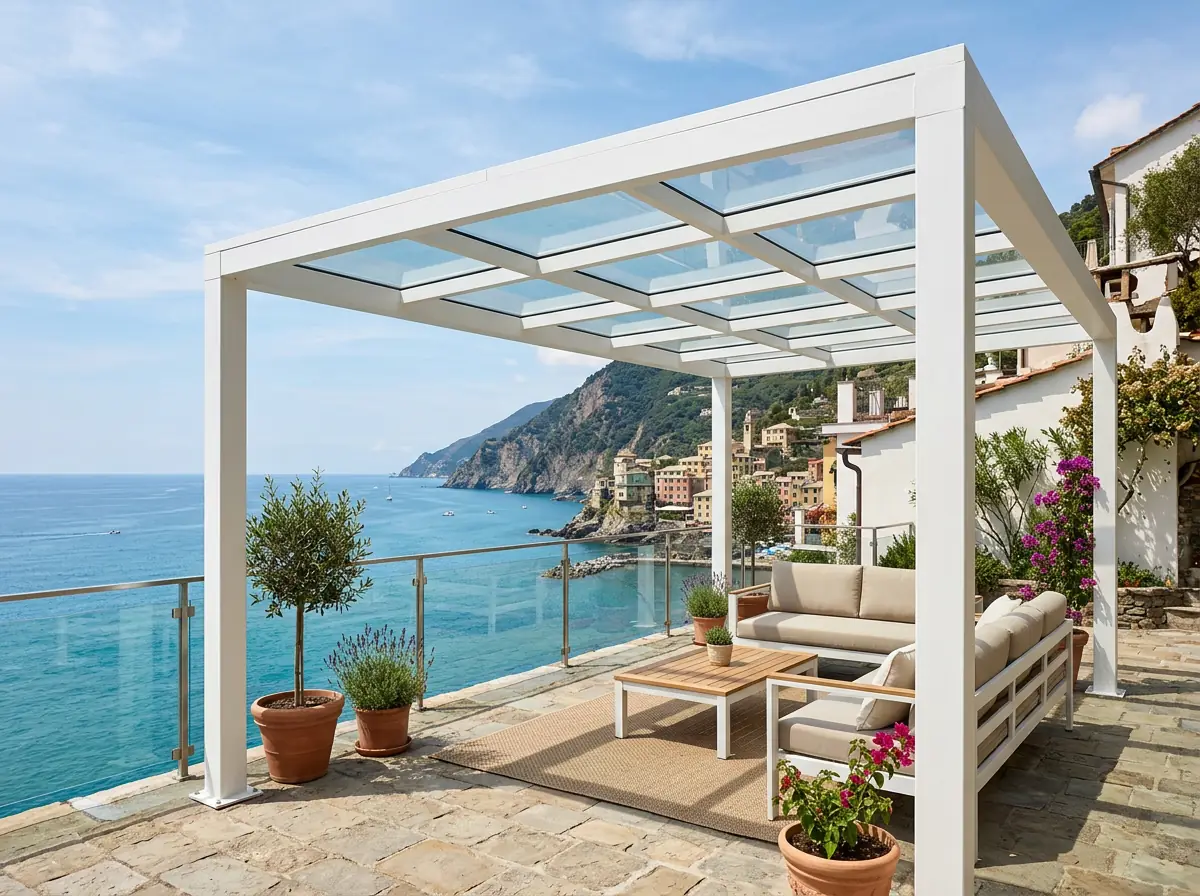 Pergola in acciaio design moderno