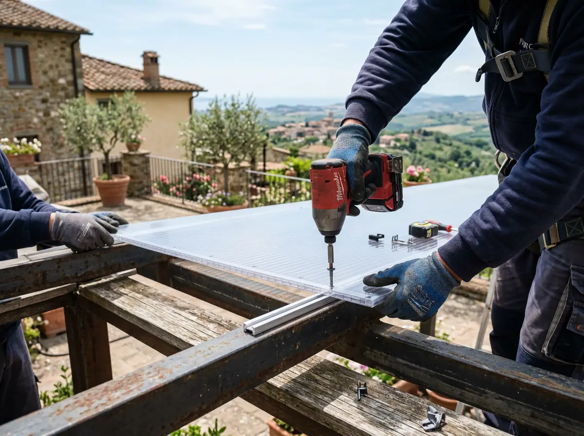Lavori di rinnovo e manutenzione copertura pergola