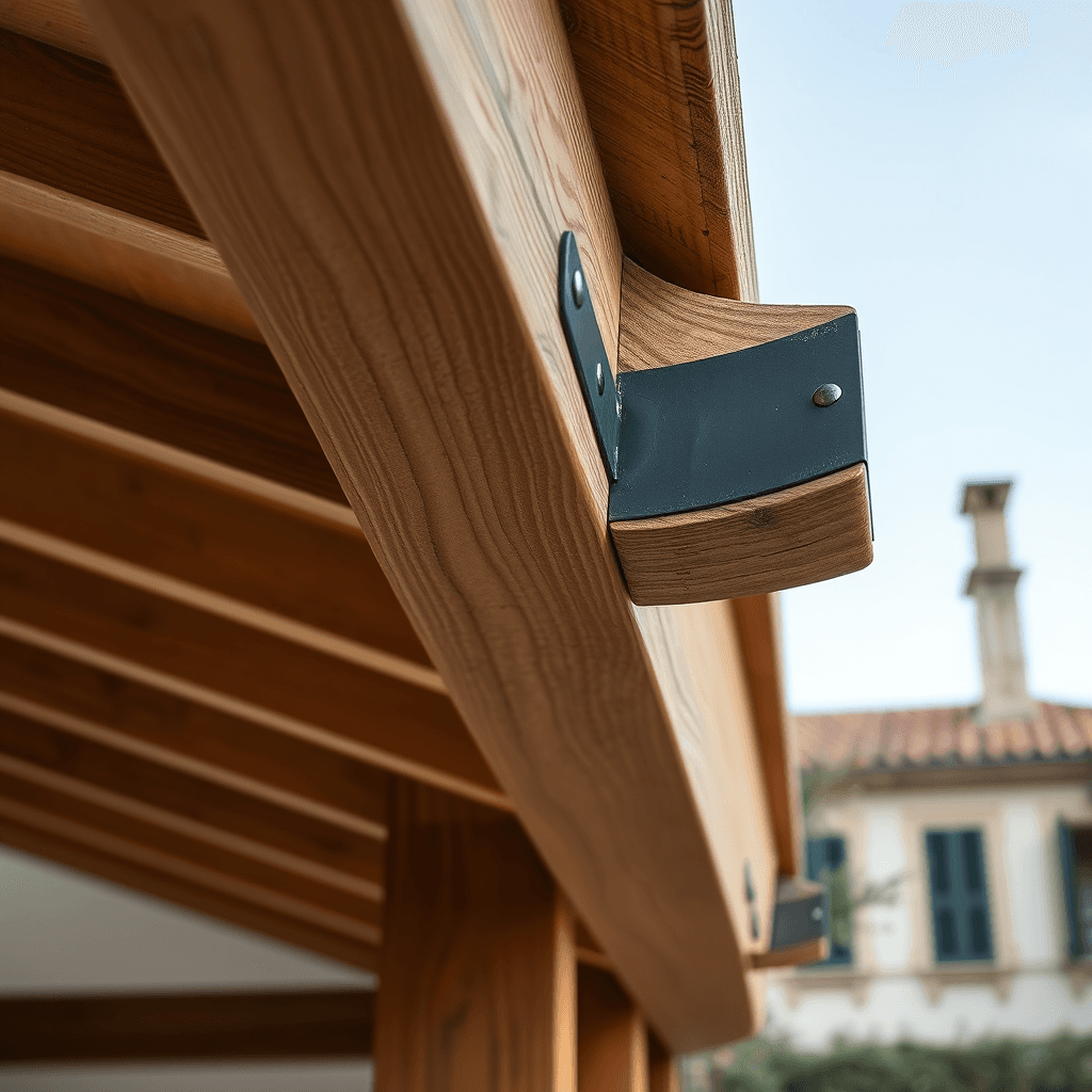 Dettaglio giunto travi in legno